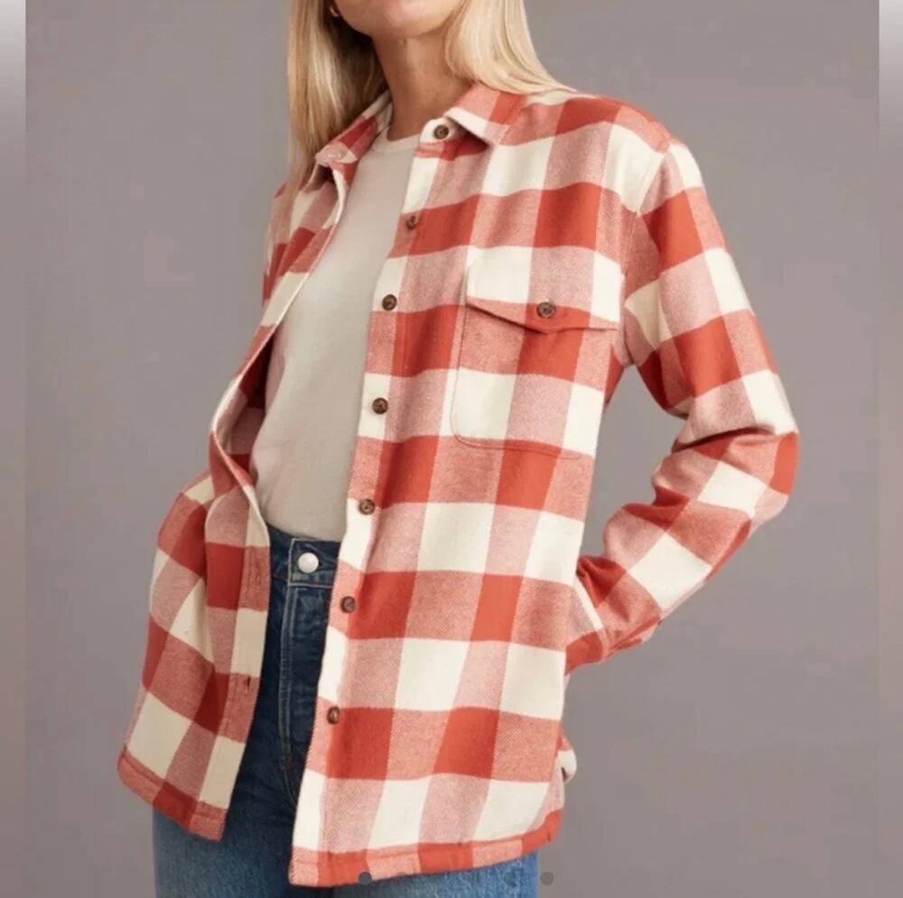 Marine Layer Riley Sincere Overshirt Rust/Cream Jacket Size S